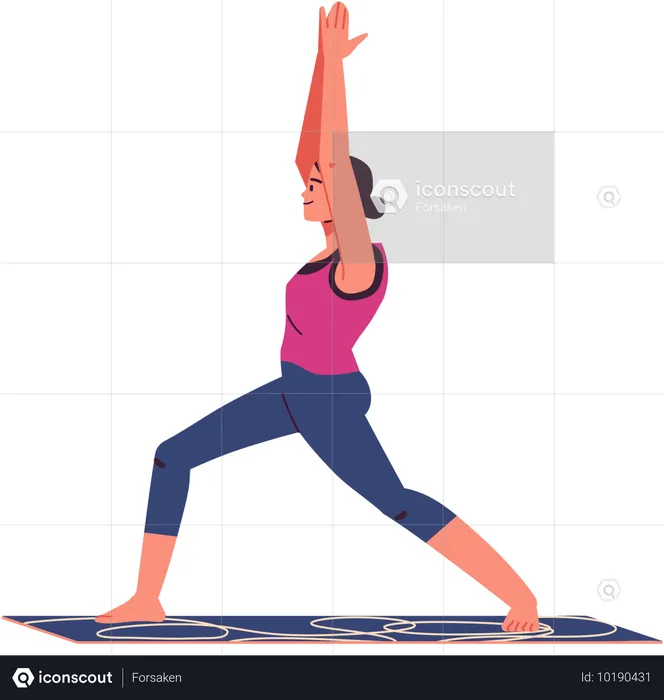 Krieger-Pose-Yoga, durchgeführt von einer Frau  Illustration