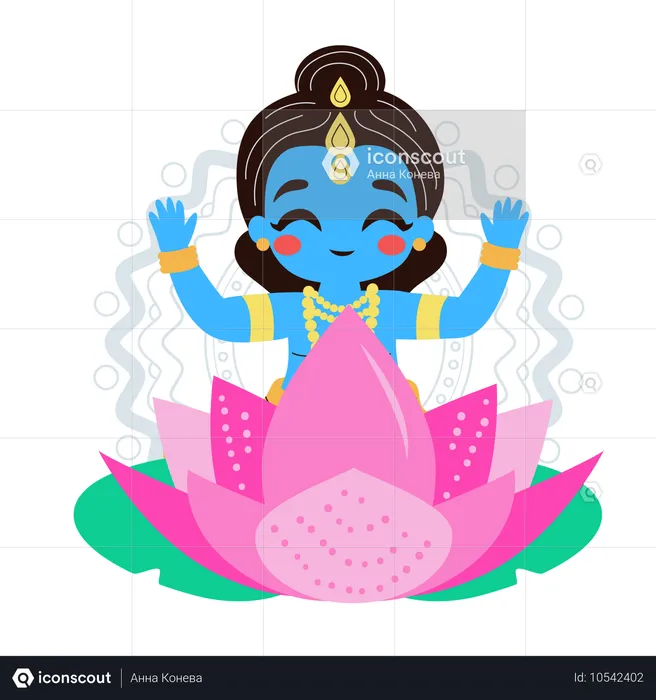 Krishna con loto  Ilustración