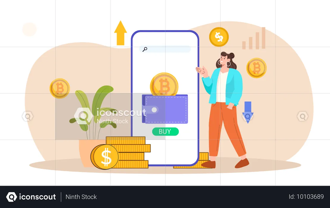 Kryptowährungs-Wallet-App  Illustration