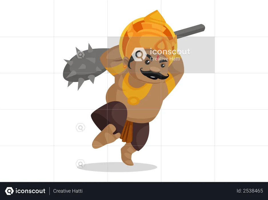 Kumbhkaran attacking using weapon  Illustration