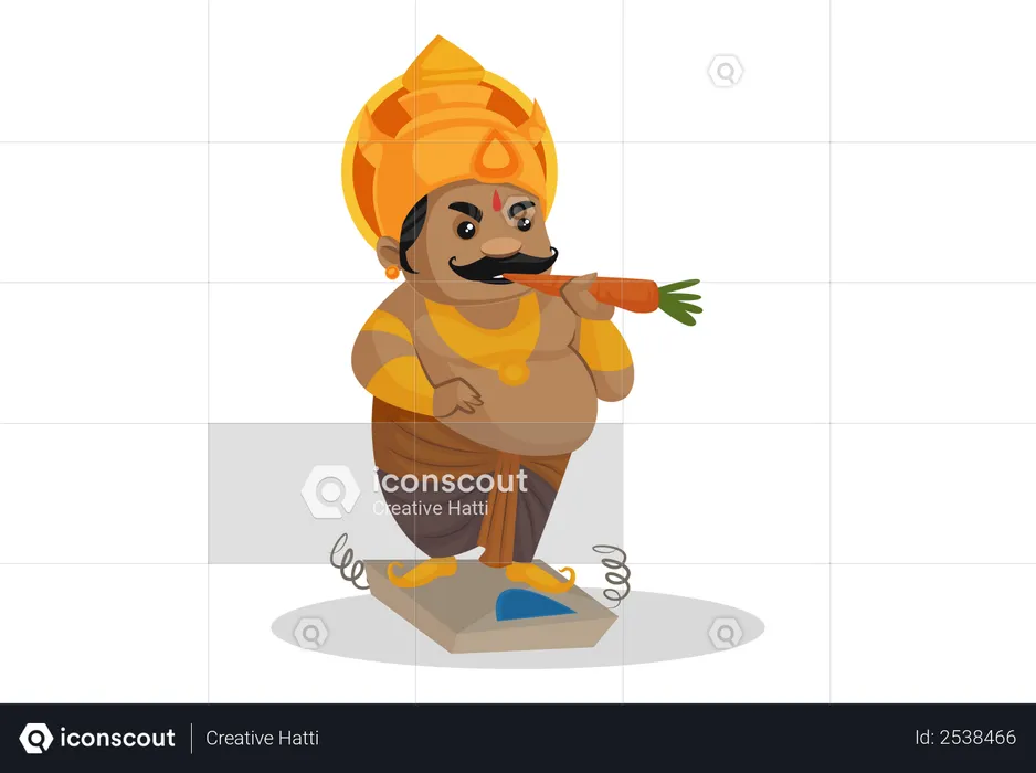 Kumbhkaran eatting carrot  Illustration