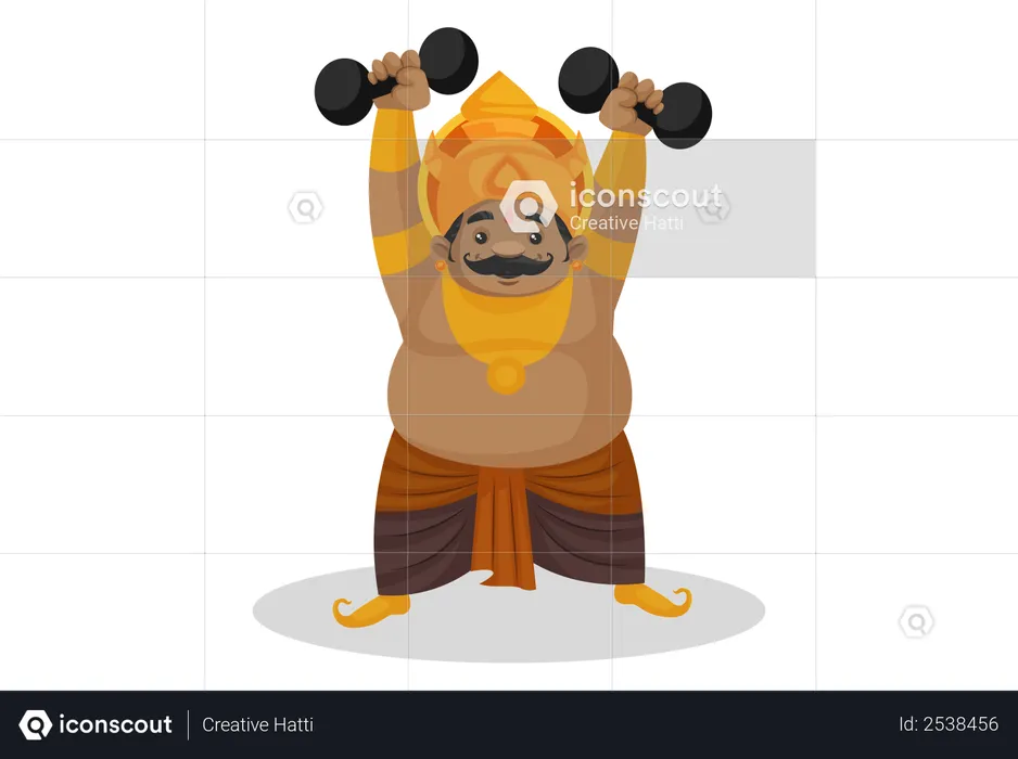 Kumbhkaran holding dumbells  Illustration