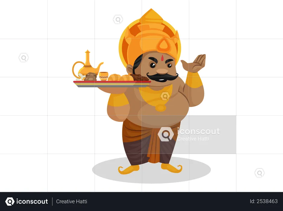 Kumbhkaran holding food plate  Illustration