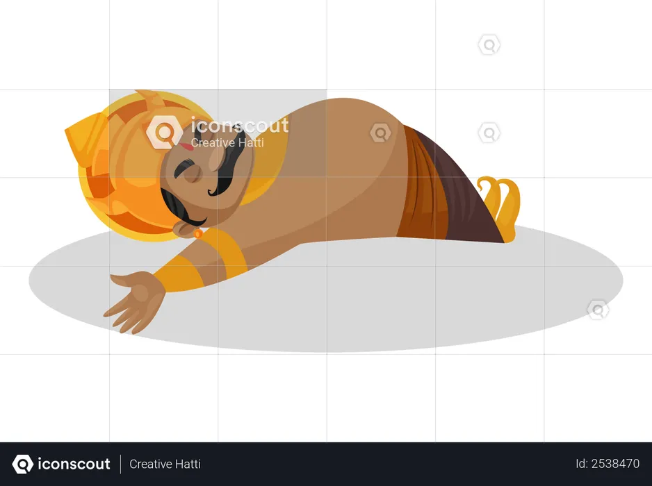 Kumbhkaran sleeping  Illustration