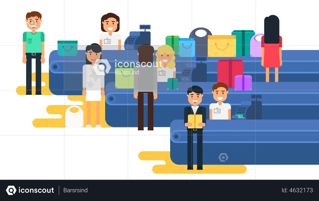 Kunde steht in der Nähe der Kasse  Illustration