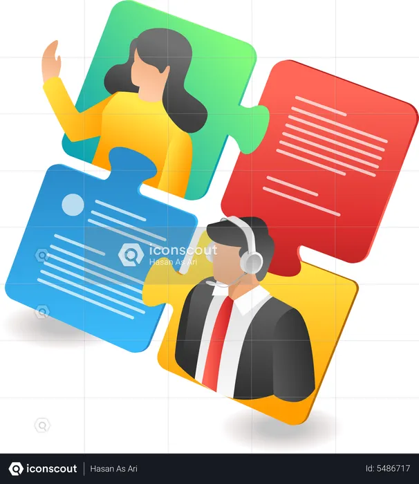 Kundenservice-Gesprächsrätsel mit Kunden  Illustration