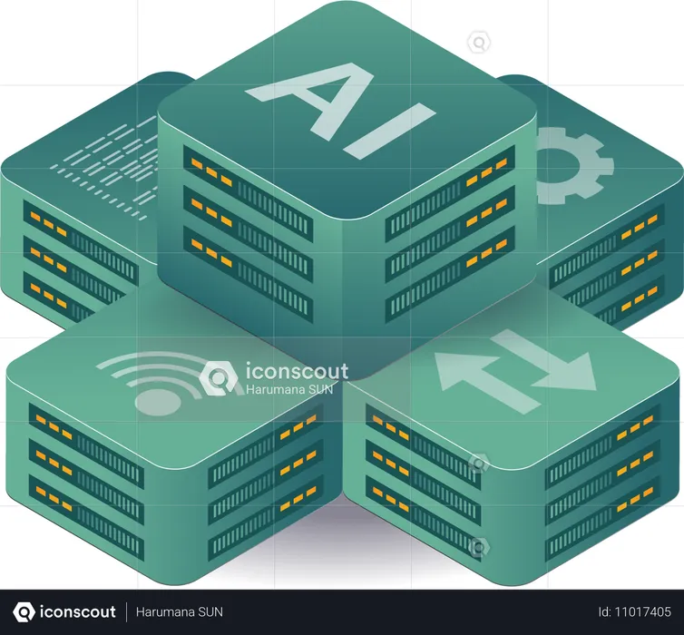 Datenserver-Array für künstliche Intelligenz  Illustration