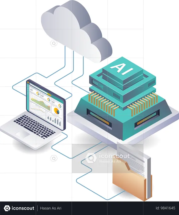 Künstliches Intelligenzsystem zur Serverdatenanalyse  Illustration