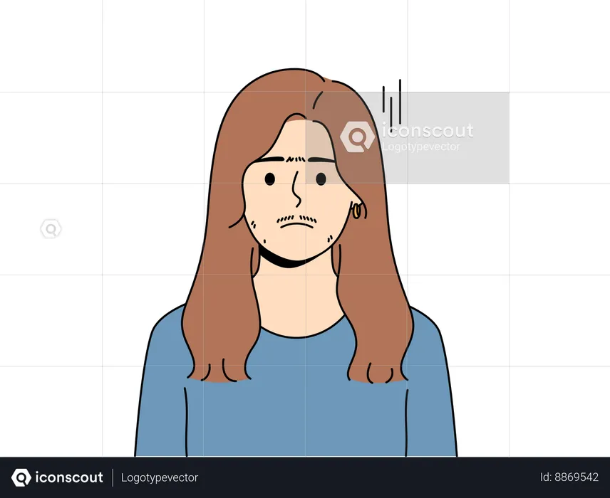 La niña está tensa debido al crecimiento de vello en la cara.  Ilustración