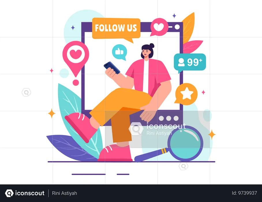 La donna risponde ai commenti sui social media  Illustration