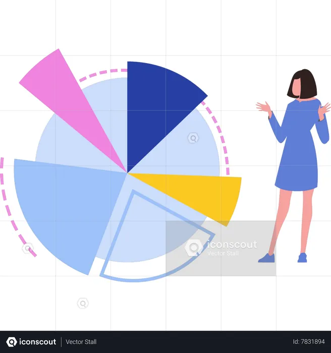 La fille est debout avec un diagramme circulaire  Illustration