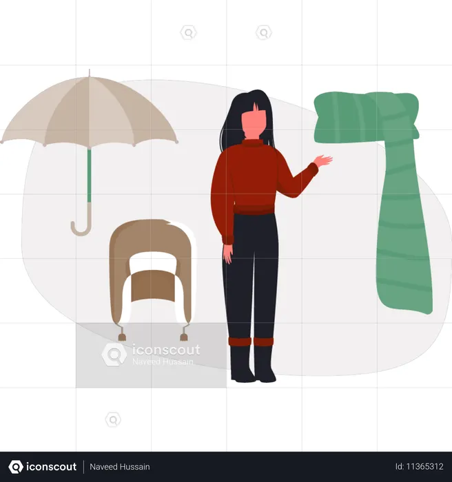 La fille est un vêtement de protection pour l'hiver  Illustration