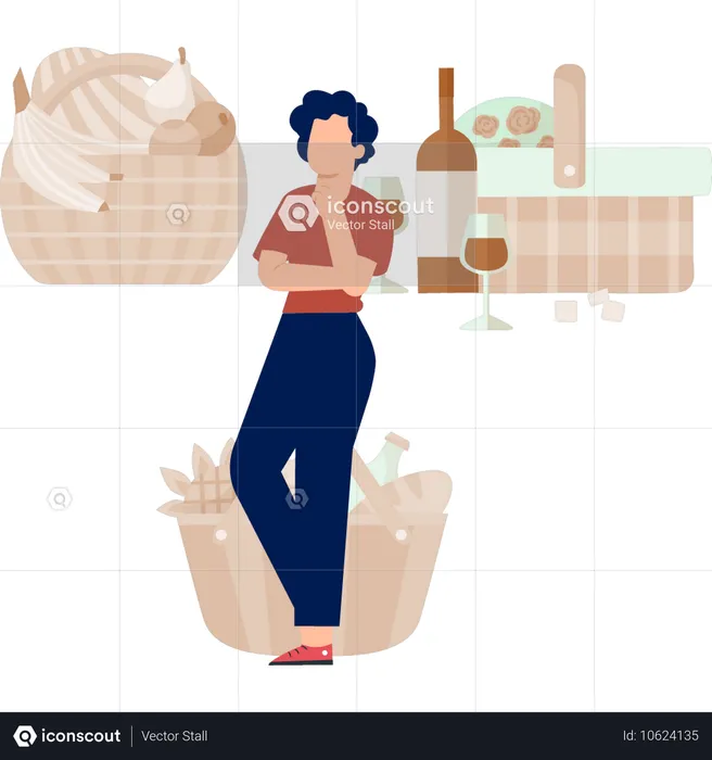 La fille pense à une boisson aux fruits  Illustration