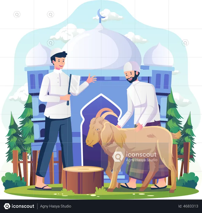 La gente celebra eid al adha  Ilustración