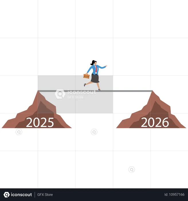 La gente salta de año viejo a año nuevo.  Ilustración