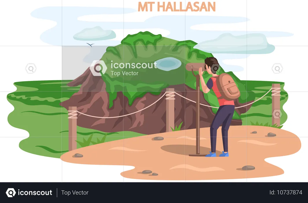 La montaña Hallasan es un famoso monumento de la isla de Jeju en Corea del Sur  Ilustración