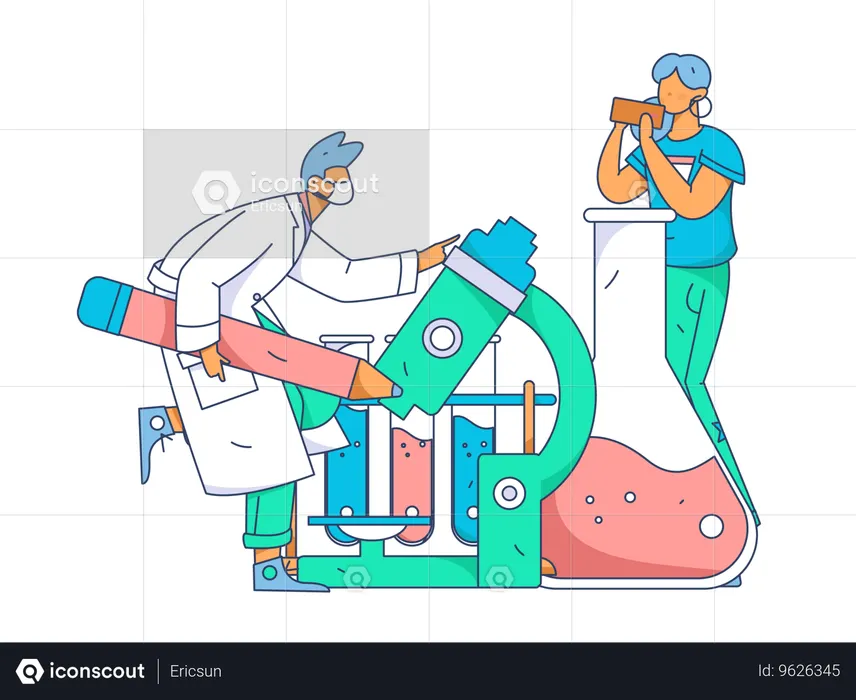 Lab assistant research on medicine  Illustration