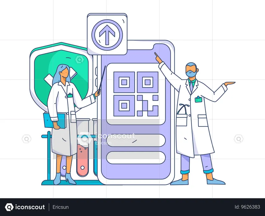 Lab assistant research on medicine  Illustration
