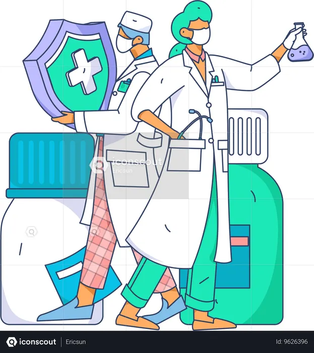 Lab assistant research on medicine  Illustration