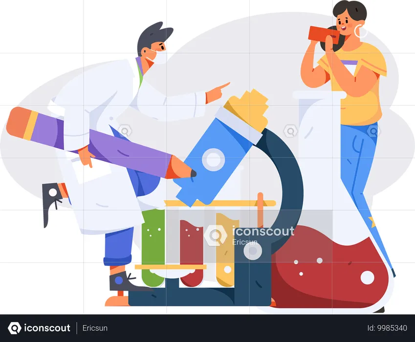Lab assistant research on medicine  Illustration