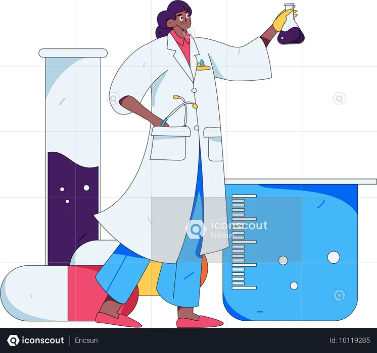 Lab assistant research on medicine  Illustration