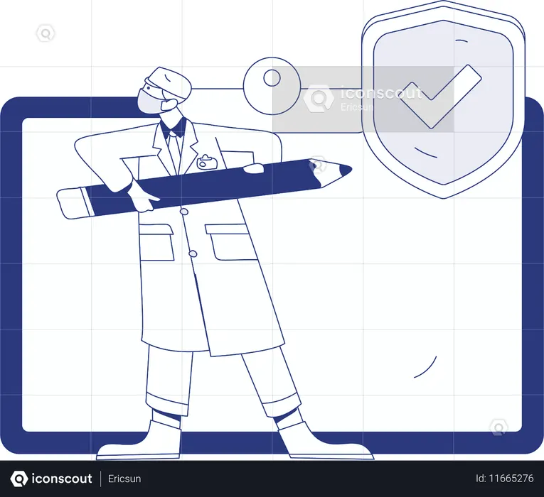 Lab assistant research on medicine  Illustration