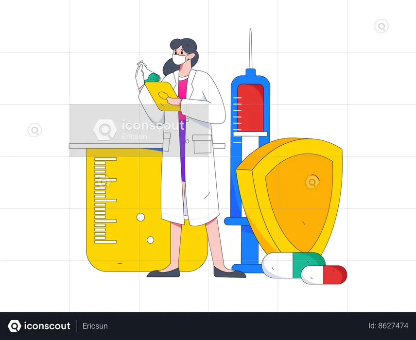 Lab assistant research on medicine  Illustration