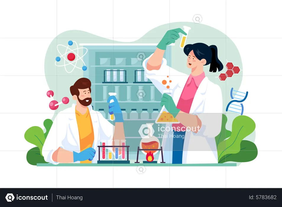 Lab assistant working in a laboratory  Illustration