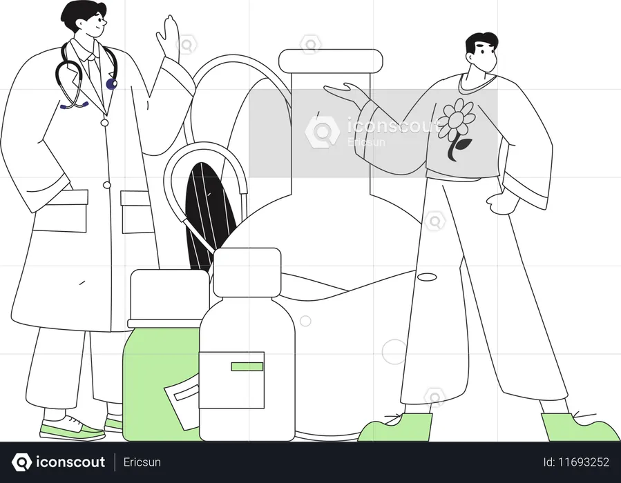 Lab assistants doing experiment  Illustration