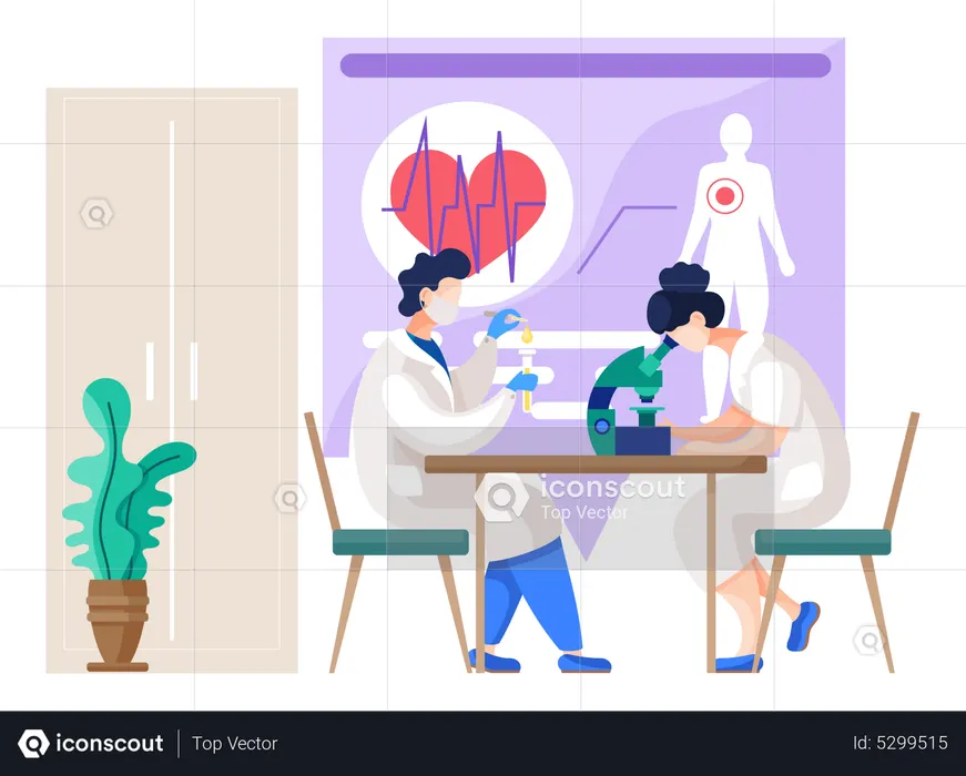 Lab assistants doing research  Illustration