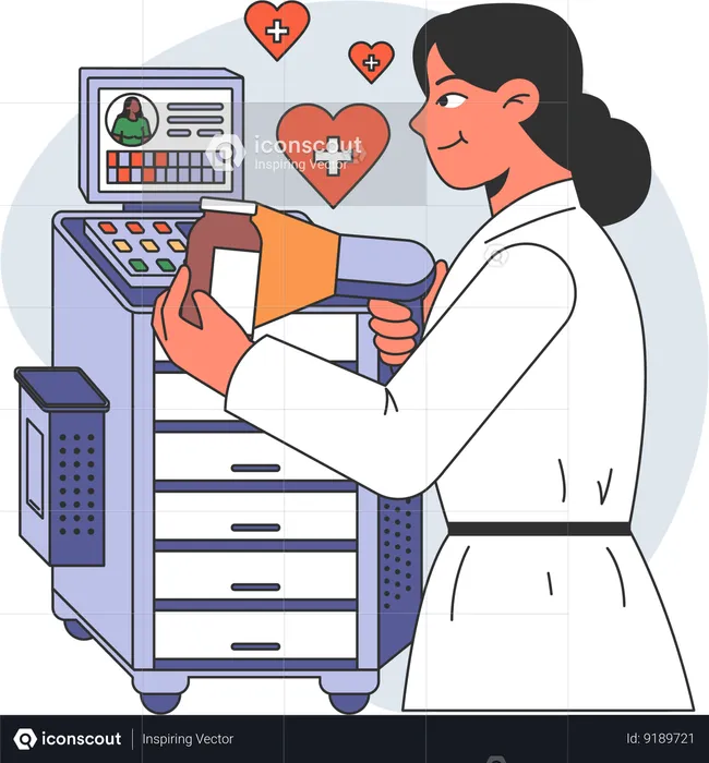 Lab researcher with lab equipment  Illustration