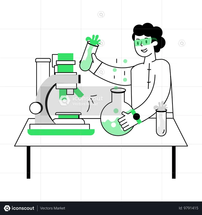 Lab Technician doing chemical test  Illustration