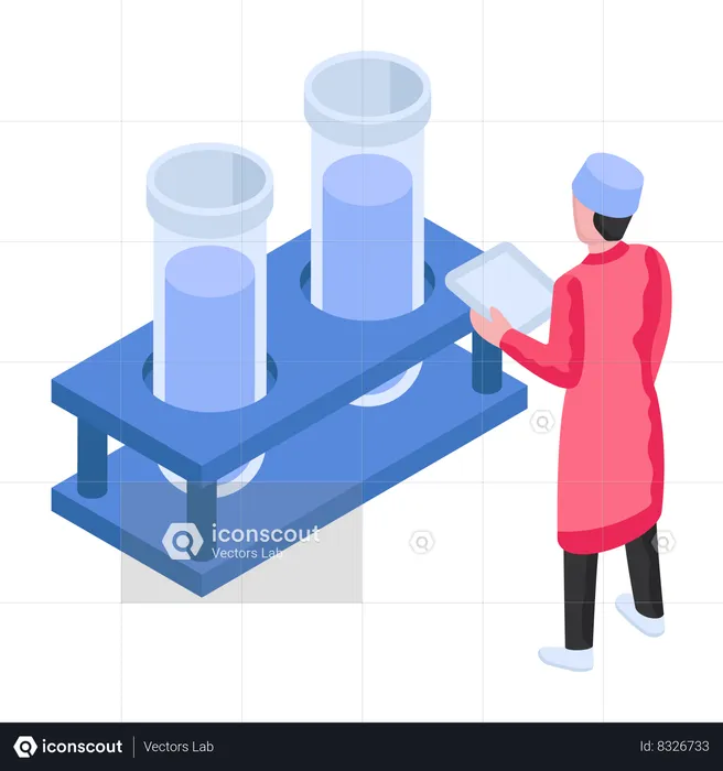 Lab Technician is experimenting  Illustration