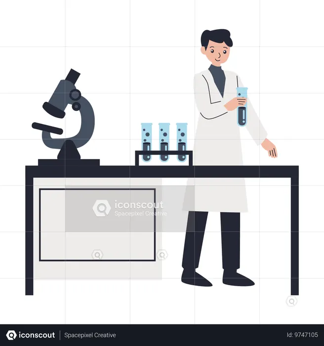 Lab Technicians perform experiments  Illustration