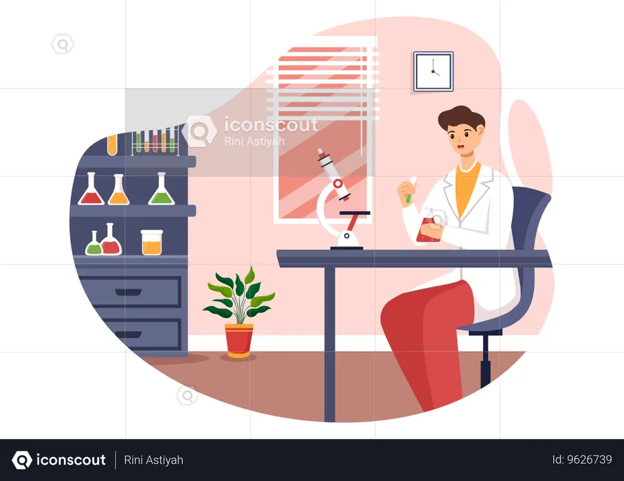 Lab test performed on blood by scientist  Illustration