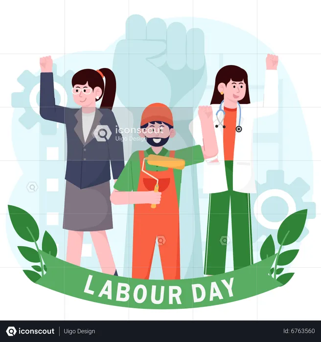 Labor Workers In Different Professions  Illustration