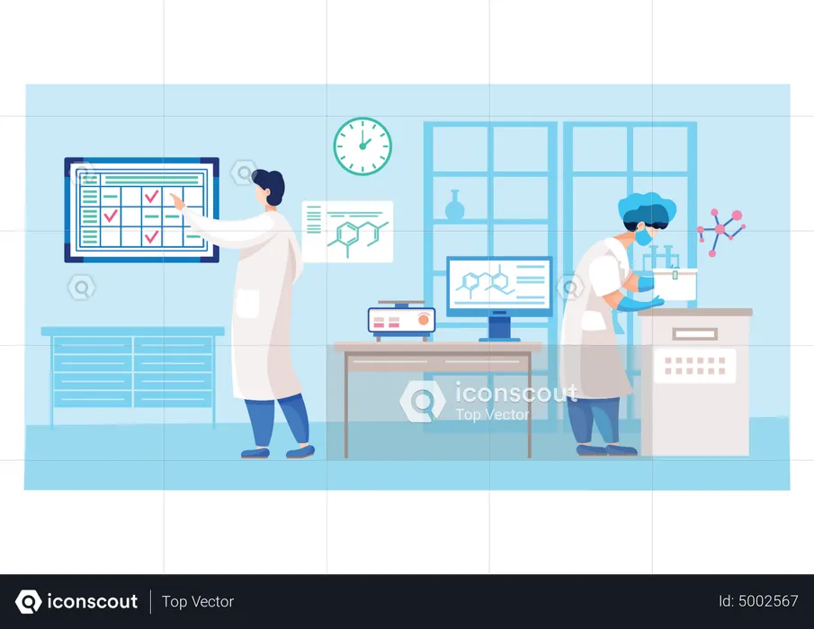 Laborassistent beim Coronavirus-Test  Illustration