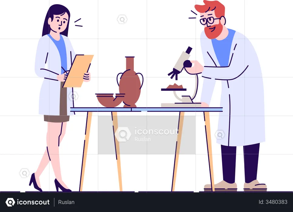 Laboratory analysis using microscope  Illustration