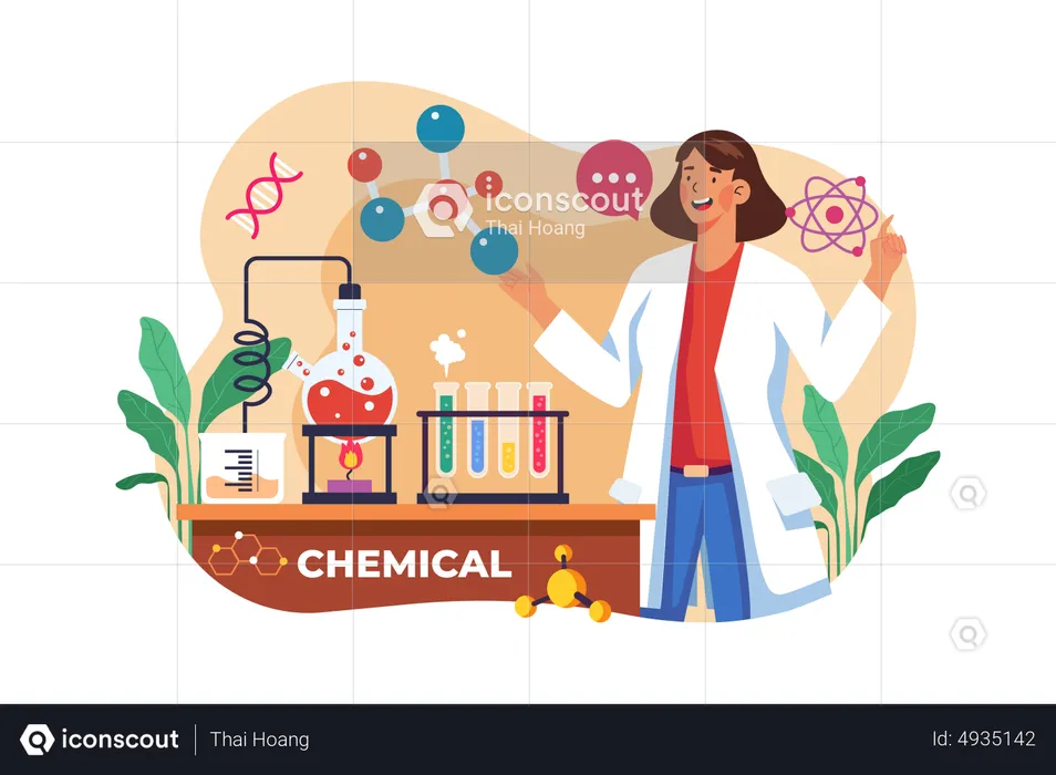 Laboratory assistant doing chemical tests  Illustration