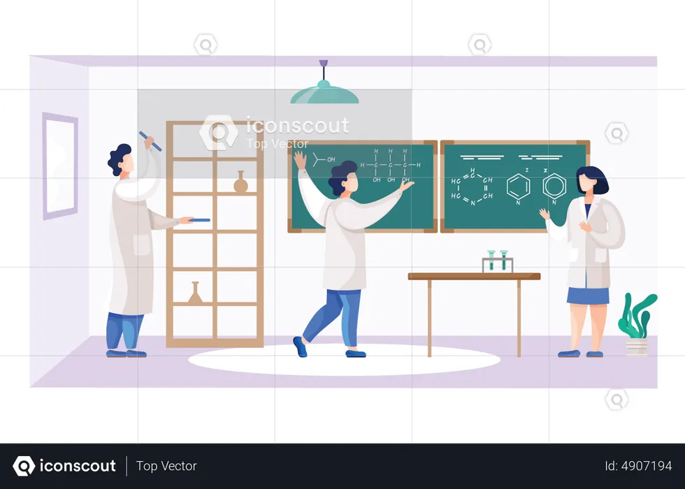 Laboratory assistant taking some notes  Illustration