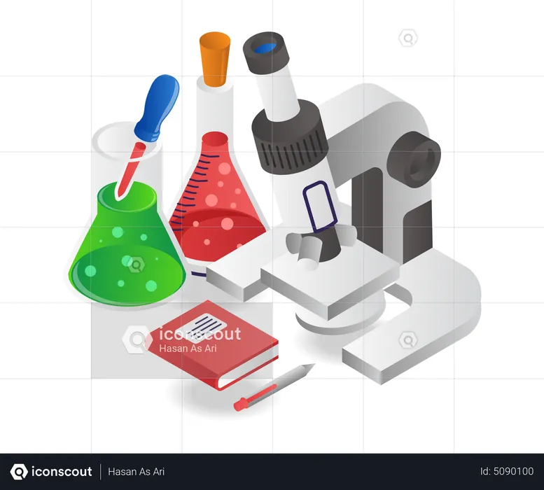 Laboratory experiment under microscope  Illustration