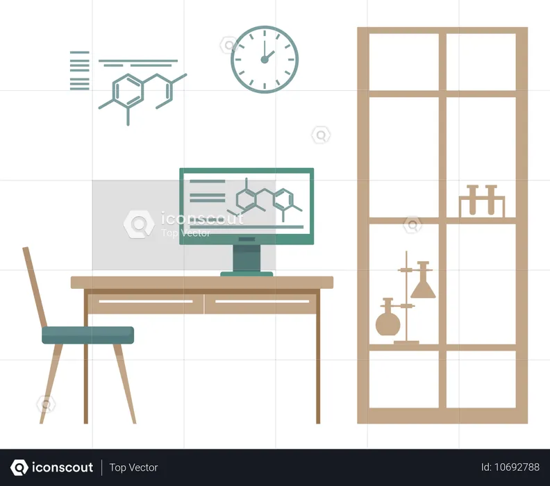 Laboratory Interior and Workplace of Scientists Lab  Illustration