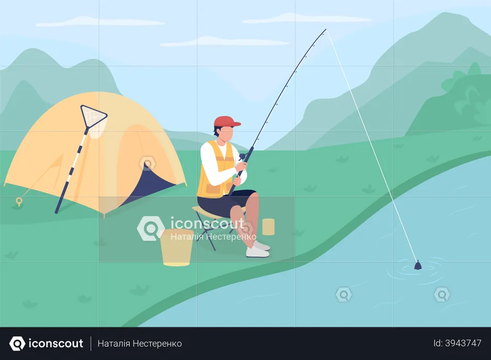 Pêche en lac  Illustration
