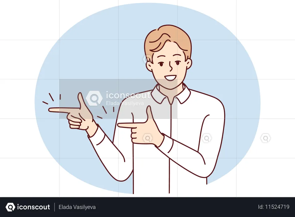 Lächelnder Mann zeigt auf etwas  Illustration