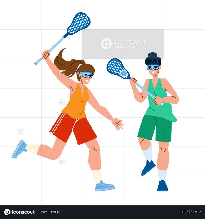 Mujer deportiva lacrosse  Ilustración