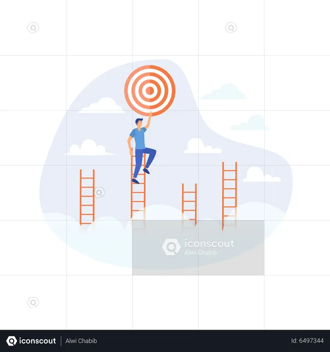 Ladder of success to reach goal or target  Illustration