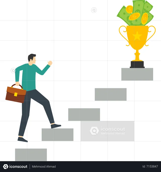 Ladder to money success  Illustration