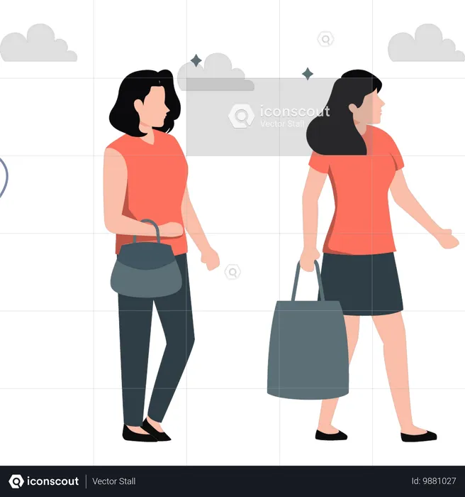 Ladies are going for shopping  Illustration