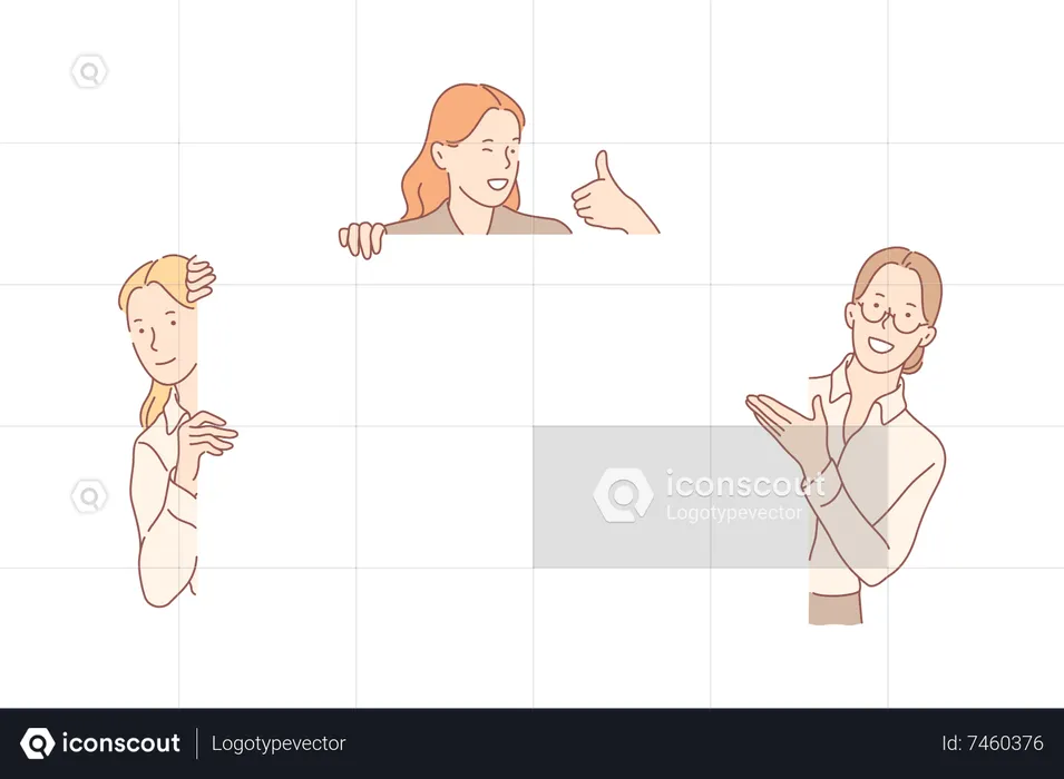 Ladies showing empty cardboard  Illustration