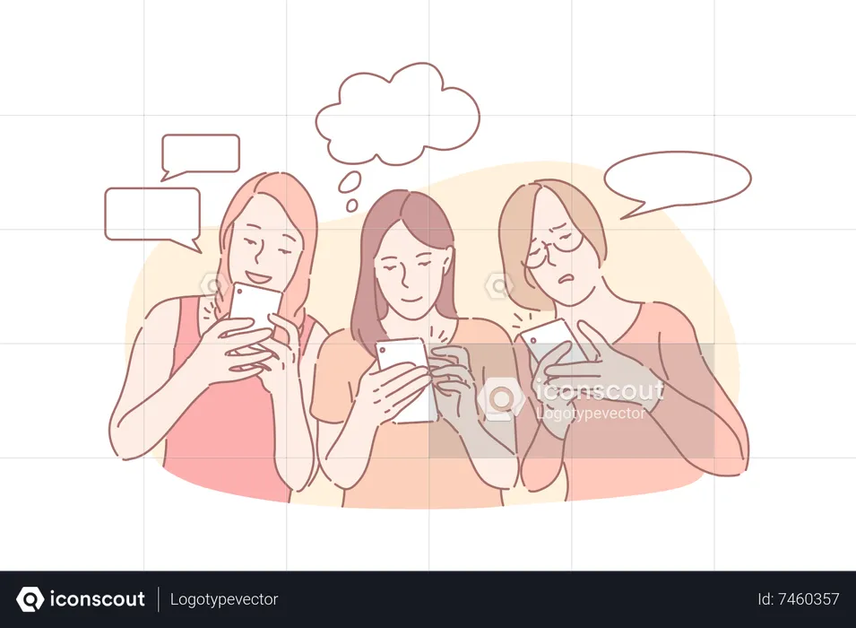 Ladies using smartphone  Illustration